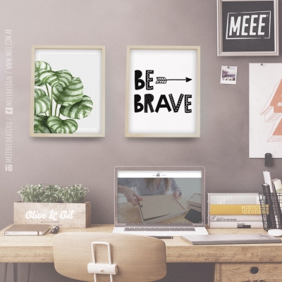 Combo Be Brave. Cuadros decorativos, minimalistas, cuadros modernos, frases enmarcadas en Meee Decorativo