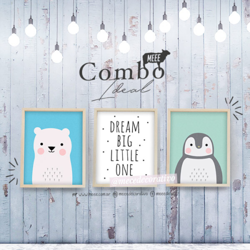 Combo Trio de cuadritos Animalitos con frase - Meee Decorativo