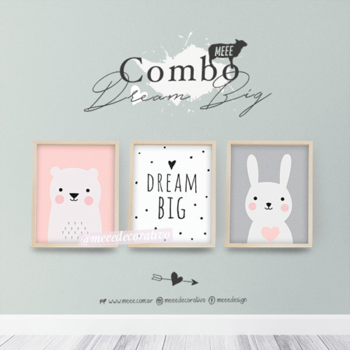 Combo Trio de cuadros Pareja de animalitos con frase - Meee Decorativo