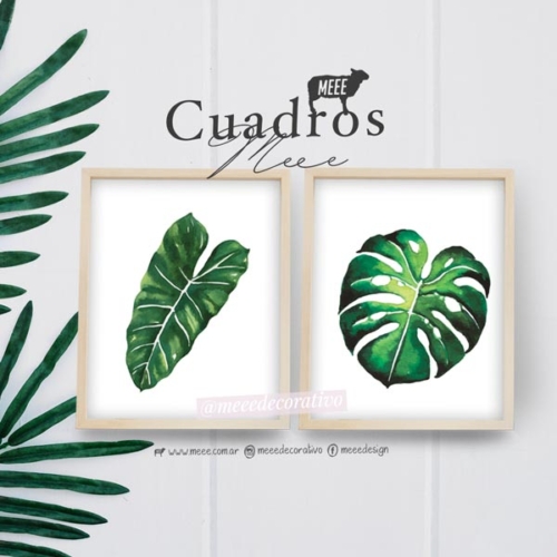 Duo de cuadros de hojas tropicales Meee Decorativo