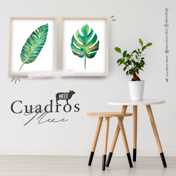 Duo de cuadros de hojas tropicales Meee Decorativo